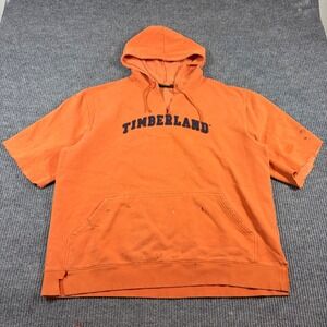 Vintage Timberland Hooide Mens XL Orange Short Sleeve Spellout Faded Distressed